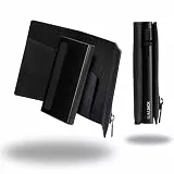 SLIMJACK 2-in-1 Wallet mit Münzfach - Magnetisches RFID Kartenetui & Geldbörse - Abnehmbares Slim-Wallet aus Aluminium - RFID-Schutz Portmonee - Smart Wallet für Karten & Münzen (Schwarz)