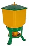 Kerbl Hobbyfarming Futterautomat mit Standfüßen, Futterspender, Kunststoff, 50l, gelb/grün, werkzeuglose Montage, große Öffnung, einfache Reinigung