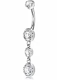 OUFER Body Piercing Internally Bauchnabelpiercing aus Titan 12mm 14G extra lang Bauchnabelpiercing CZ Belly Bar Nabelpiercing Belly Piercing Belly Button Ring
