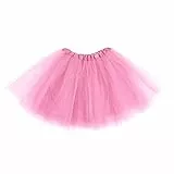 Tüllrock Damen Retro Tütü Rock Dreilagiger Tüll Tutu Rock für Erwachsene mit Futter 80er Jahre Tüll Rock für Halloween Rock Party Festival Feier Rosa