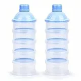 Vicloon Milchpulver Portionierer, 5 Lagiger MilchPulver Spender, Formel Milchpulver Zufuhr Tragbare und Stapelbare, Säuglingsnahrung Kasten für Reise im Freien und Nachtzeit Krankenpflege(Blau)