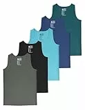 ALPIDEX Jungen Unterhemd 5er Set 100% Baumwolle Tank Top Trägertop Bequeme Classic Achselhemden Ärmellose Kinder Unterhemden, Größe:152-158, Farbe:Storm