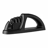 Amazon Basics 4-in-1 Messerschärfer, Rutschfester Sockel, Inklusive Sicherheitshandschuh