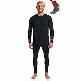Merino.tech 100% Merino Unterwäsche Herren Set - Leicht Thermounterwäsche Merinowolle, Langarm Shirt und Hose + Wandersocken aus Merinowolle (Large, 165 LITE Charcoal Grey)