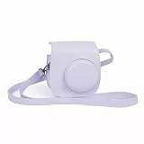 Riosin Instant Mini 12 Kameratasche für Fujifilm Instax Mini 12/11, Hochwertige Leder Kameratasche mit Tasche und Abnehmbarem und Verstellbarem Schultergurt (Lilac Purple)