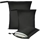 AOOSA 3 Stück Nasstasche, Schwarz Wetbag Schwimmsachen, wasserdichte Wet Bag mit Reißverschluss, Wiederverwendbar Nassbeutel für Badebekleidung, Sportkleidung, Schmutzige Kleidung