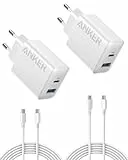 iPhone Ladegerät, Anker USB C Ladegerät (20W, 2-Port, 2er-Pack), Netzteil für iPhone 16/iPhone 16 Pro/iPhone 16 Pro Max/iPhone 16 Plus/iPhone 15 Serie/iPad und mehr (2X 1,5m USB C Kabel inkl.)