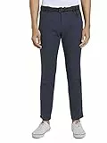 TOM TAILOR Denim Herren 1020451 Straight Fit Chino Hose mit Gürtel, 23976 - Navy Dobby Yarn Dye, 36W / 32L