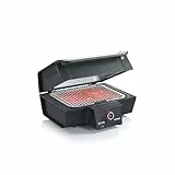 SEVERIN SEVO SMART CONTROL GT Elektrogrill mit App-Steuerung und Deckel, elektrischer Tischgrill, in 10 min bis 500°C, OLED-Display, für innen und außen, 3.000 W, Edelstahl/Schwarz, PG 8138