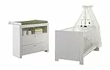 trendteam smart living - Olivia - Babyzimmermöbel - Weiß - Kinderbett, Wickelkommode - silberfarbene Griffe