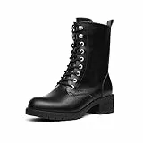 DREAM PAIRS Damenstiefel Mid-Calf Schnürstiefel Kampfstiefel Herbst Winter Schuhe damen Bequemer Reißverschluss women fashion combat boots DMB214-E SCHWARZ 39(EUR)