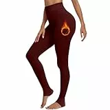 Topassion Winter Warme Strumpfhose Damen Gefüttert Verdickte Thermo Leggings High Waist Blickdicht Thermohose Elastische Fleece Hosen Yoga Gym Thermoleggins Sportleggins Thermostrumpfhosen