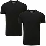 Charles Wilson Herren 2er Packung Elastan-T-Shirts mit Rundhalsausschnitt (L, Black (0524))