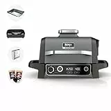 Ninja OG701UK Woodfire Electric BBQ Grill & Smoker, 7-in-1 Outdoor Grill & Air Fryer, Roast, Bake, Dehydrate, Uses Woodfire Pellets, Weather Resistant, Non-Stick, Portable, Electric, Grey/Black
