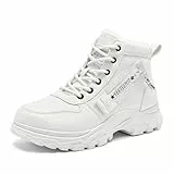 Yeeteepot Damen Winterstiefel Warm Gefütterte Winterschuhe Rutschfeste Stiefeletten Kurzschaft Stiefel Winter Outdoor Schneestiefel Weiß 39 EU = Etikett 40