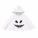 Geist Umhang mit Kapuze Kinderkostüm Gespenst Kostüm Baby Mädchen Jungen Geisterkostüm Unisex Halloween Ghost Horrorkostüm Mantel Kap Kinder Halloweenkostüm Karneval Cosplay Fasching Verkleidung 3-4J