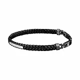 Maserati Jewels Herren Armband aus Stahl,recyceltes Leder,IP SCHWARZ - JM222AVE02