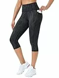 Flatik Sporthose Damen 3/4 Damen Sporthose，Sport Leggings Damen 3/4 Fitnesshose Laufende Leggings M