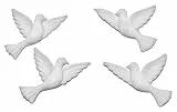 Wiedemann Wachsmotiv Tauben, 4 cm, 4 Stück, Weiß, Unparfümiert, Hochzeit, Kommunion, Kerze
