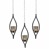 Sziqiqi Kerzenständer Kerzenhalter Hängend mit Teelicht Glas Satz von 3 - Teelichthalter Metall Wanddeko Vintage Dekorative Laternen Wandkerzenhalter Kerzenleuchter für Garten Draußen Wohnzimmer