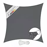 Sunula Sonnensegel Wasserdicht 3x3m Quadratisch – hochdichtes PES 160g/m², mit umlaufendem Gurtband & Edelstahl-Ringen, Nahtversiegelung & bis zu 95% UV-Schutz, für Balkon Terrasse Garten, Anthrazit