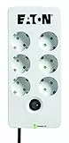 Eaton Mehrfachsteckdose/Blitzschutz - Protection Box 6 DIN - Steckdosenleiste mit Überspannungsschutz (6-fach Schuko Buchse, Schaltbar) - PB6D - Weiß & Schwarz