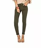 Nina Carter P109 Damen Skinny Fit Jeans High Waist Slim Hose Figurbetonte Stretch Jeanshose (Khaki (P056-2), L)