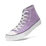 sharllen High Top Sneakers Damen Canvas Stoffschuhe Damen Atmungsaktive Turnschuhe Freizeit Leicht Stoff Schuhe Leinenschuhe Segeltuchschuhe(Purple 245 EU37.5)