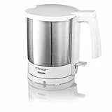 Cloer 4701 Wasserkocher, 2000 W, Trockengeh- und Überhitzungsschutz, innen liegende Füllmengenmarkierung, 1,5 Liter, mattierter Edelstahlbehälter, Weiß