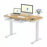 FLEXISPOT Q3 Höhenverstellbarer Schreibtisch mit LED-Höhenanzeige, Memory-Funktion und USB, Elektrischer Schreibtisch mit Schublade für Homeoffice 120 x 60 cm (Naturahorn)
