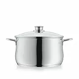 WMF Diadem Plus Kochtopf Induktion 24 cm – 6,5 l großer Fleischtopf aus Cromargan Edelstahl mit Glasdeckel, hohem Rand, spülmaschinenfest, langlebig und unbeschichtet für gesunde, leckere Mahlzeiten