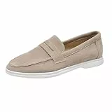 LarDorLin Geschäft Loafer Damen Komfort Büroschuhe Männer Arbeit Professional Runde Zehen Schnüren Oxford Beige Gr 38 EU (39 Cn)