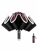 XIXVON Schirm Pro (10 Speichen, Rot) | LSF 50+ 99% UV-Schutz, reflektierender Sicherheitsstreifen, stabil, winddicht, tragbar für Reisen, automatisch | umgekehrter Taschenschirm