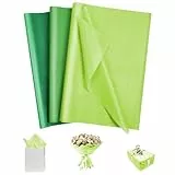 OFFCUP Seidenpapier, 60 Blatt Transparentpapier Bunt, 3 Farben Tissue Paper 50 * 35 cm Bastelpapier Transparent Geschenkpapier Glanzpapier Verpackungsmaterial für Geschenktüten, Dekoration - Grün