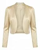 Bolerose formal Satin Langen Ärmel Bolero Jacke (Champagner, XXL)