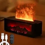 Duftöldiffusoren Kamin Elektrisch – 7-Farben Flammen Diffusor Ätherische Öle, 150ml Luftbefeuchter mit Wasserdampf Kamin, Fernbedienung & Timer, Raumduft Elektrisch, Aroma Diffuser für Zuhause/Büro