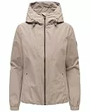 MARIKOO Damen leichte Übergangsjacke kurze wasserdichte Jacke (Wassersäule 1000 mm) mit elastischem Saum und Ärmelenden Yoshikoo 16 Taupe Grey Gr. L