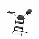 CYBEX Gold LEMO Hochstuhl 3in1-Set, Mitwachsend, 6 Monate - 99 Jahre, Verwendbar ab Geburt durch separaten Gold Bouncer, Inkl. Baby-Set und Snack Tray, Buchenholz/Aluminium/Kunststoff, Stunning Black