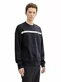 TOM TAILOR Denim Herren 1043299 Basic Crew-Neck Sweater Pullover mit Print, 10668-Sky Captain Blue, XXL
