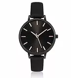 KIMOMT Damenuhren Lederband Luxus Quarzuhren wasserdichte Mode Kreative Armbanduhr für Damen Mädchen Damen (Schwarz(807))