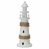 miaVILLA Deko-Leuchtturm - maritiim - shabby-style - Paulownienholz - ca. H 28 cm