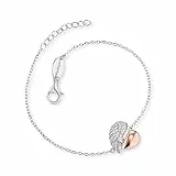 Engelsrufer Damen Armband aus Sterling Silber mit Herzflügel Anhänger, Bicolor, Zirkonia Steine, längenverstellbar (17–20 cm), nickelfrei, Allergiker freundlich