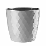 VERDENIA Cristal Blumentopf Leichter Blumenkübel Balkonblumentopf Dekorativer Topf für Pflanzen für Innen und Außenbereich Pflanztopf aus Kunststoff Runder Viele Farben 20cm Grau