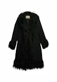 Superdry Damen Langer Afghan Mantel Schwarz 38
