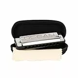 CASCHA Ocean Rock Mundharmonika C-Dur in Schwarz | Professionelle, diatonische 10-Loch Mundharmonika | Hochwertige Stimmzungen aus Phosphor-Bronze | Mit Softcase und Putztuch
