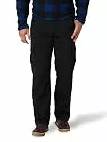 Wrangler Authentics Herren Cargohose mit Fleece-Futter Lässige Hose, Schwarzer Twill, 38 W / 34 L