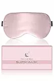 Aosun Seiden Schlafmaske für Seitenschläfer, 22MM, 100% Bio Maulbeerseide Augenmaske, Ideal Geschenke für Frauen & Mama, Lichtblockierende Schlafbrille Augenklappe mit Verstellbares Band für Yoga,Rosa