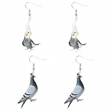 2 Paare Acryl Vogelohrringe - Taube Adler Eule Und Papagei - Auffälliger Ohrschmuck Für Frauen Und Mädchen Perfekt Für Partys Und Festlichkeiten