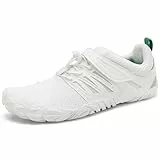 SAGUARO Barfußschuhe Herren Fitnessschuhe Damen Traillaufschuhe rutschfest Unisex Barfussschuhe Atmungsaktiv Leicht Sommer Outdoor Weiß 39 EU