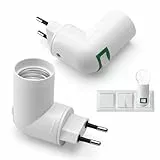 HENGBIRD 2 Stück E27 Lampenfassung 360° Einstellbar Lampenfassung mit Schalter, Eu-Stecker Adapter Steckdose für Glühbirne Wandlampe Sockeladapter, Küchenlampe Converter Adapter